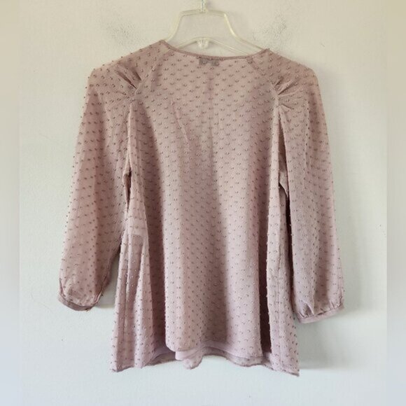 ARITZIA | Babaton Augusta Silk Blouse Swiss Dot Split Crewneck Pink Sz XS - Picture 3 of 6